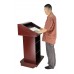 FixtureDisplays® Podium with Wheels, Convertible Design for Floor or Tabletop - Red Mahogany 119727